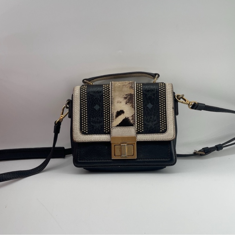 MCM Zebra Print Calfskin Visetos Little Veronika Bag